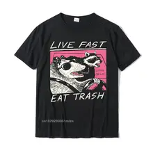 Vivre vite! Manger des ordures! T-Shirt homme en coton personnalisé, Design Harajuku Rife