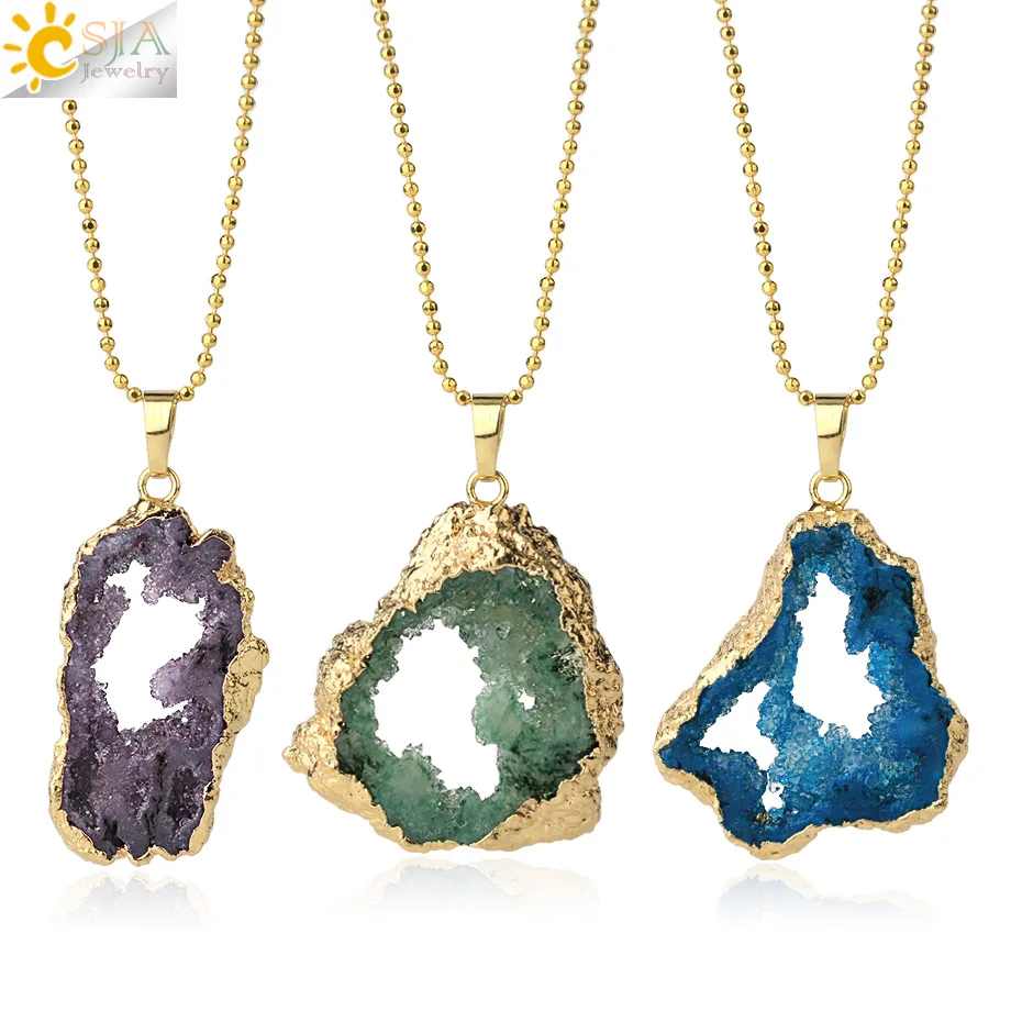 Натуральный жеод CSJA кулон с золотым кварцевым ободком нестандартные каменные