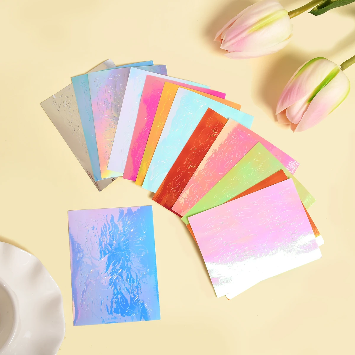 Переводная 3d наклейка из фольги для дизайна ногтей 2 шт. 6*8 см блестящий синий