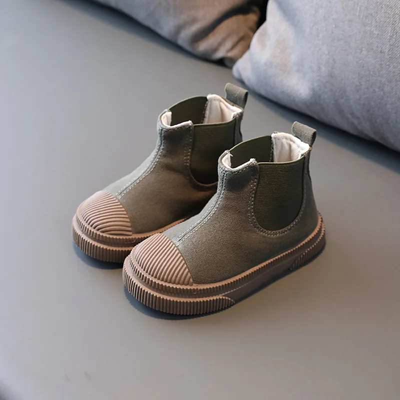 Ботинки парусиновые средней длины для мальчиков и девочек | Детская одежда обувь