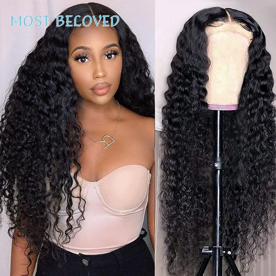 

Deep Wave Closure Wig Human Hair Lace Frontal Wigs 13x4 Lace Front Wig Pre Plucked High 200 Density Wigs Deep Curly Frontal Wig
