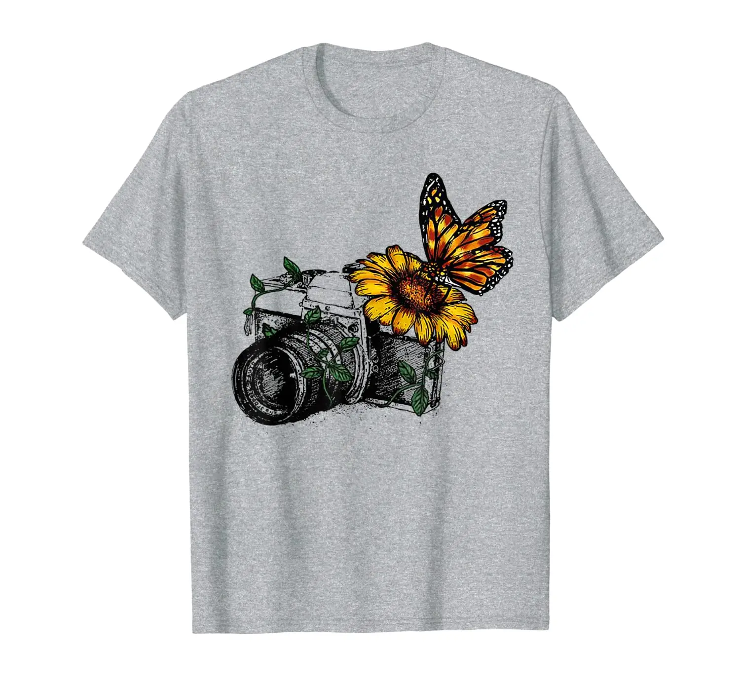 

Camera Sunflower Buttefly Tshirt Funny Photography Gift