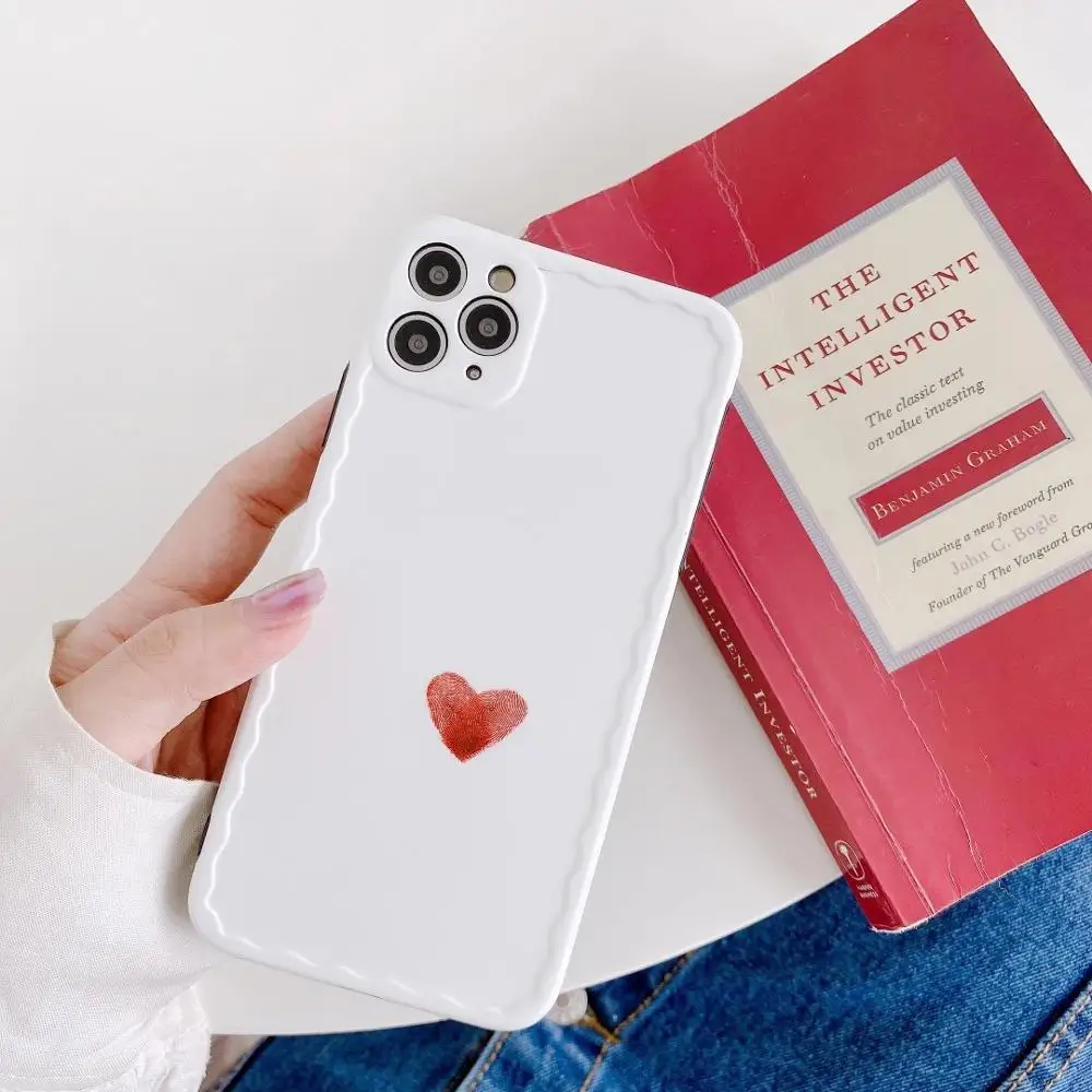 

Love Heart white phone Case For iPhone 12 11 Pro 7 8 Plus X XR XS Max Simple Solid Color Phone Cases Soft TPU Back Cover Capa