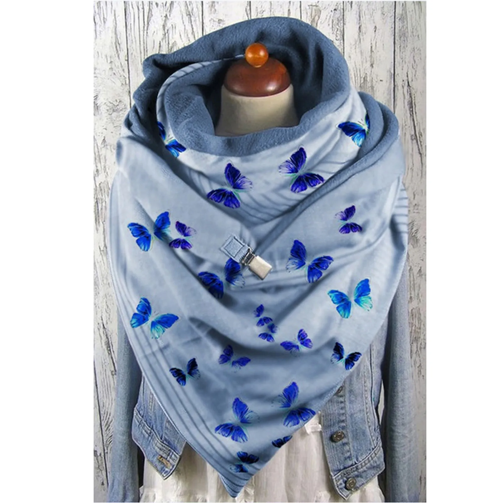 

Модные женские шарфы с винтажным принтом бабочки на пуговицах мягкая накидка повседневные теплые шарфы шали с пряжкой имитация кашемира ша...