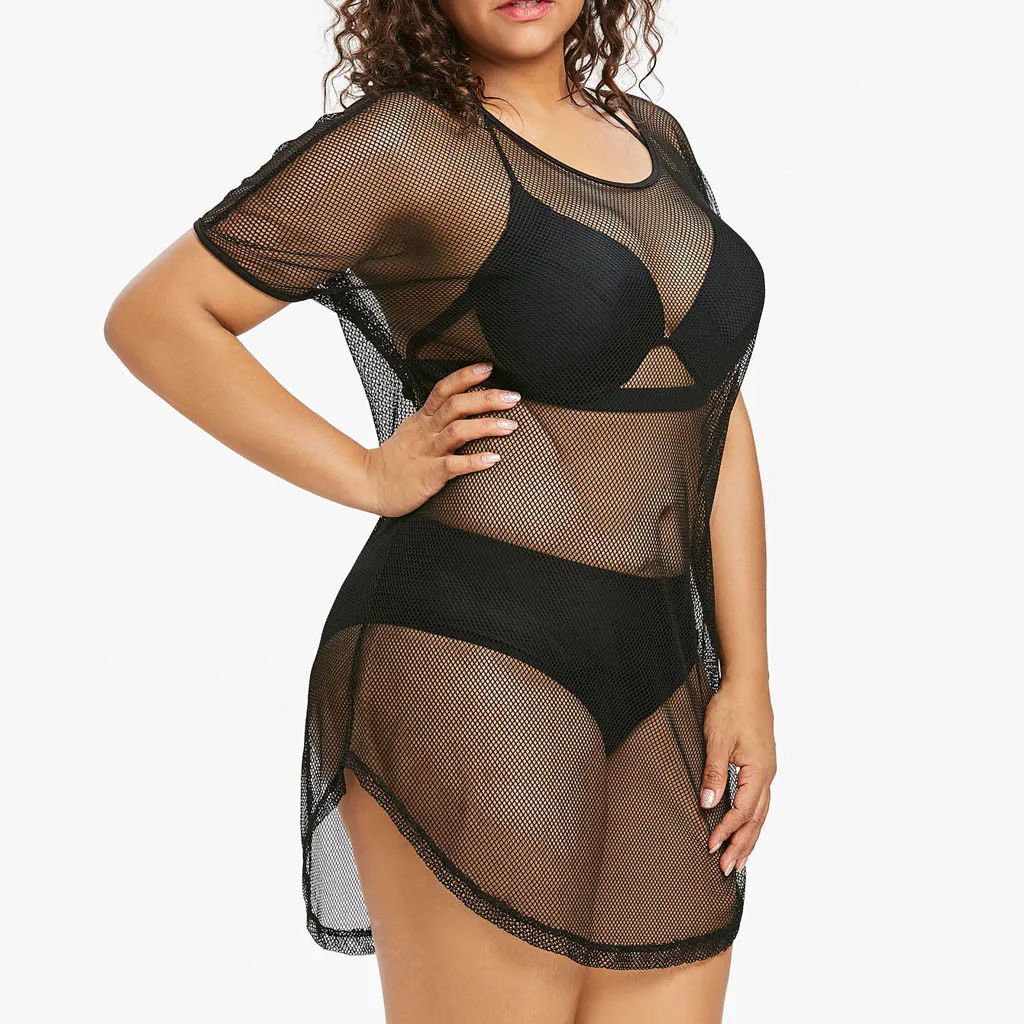 Сексуальные сетчатые женские блузки и топы Летняя Пляжная накидка на бикини