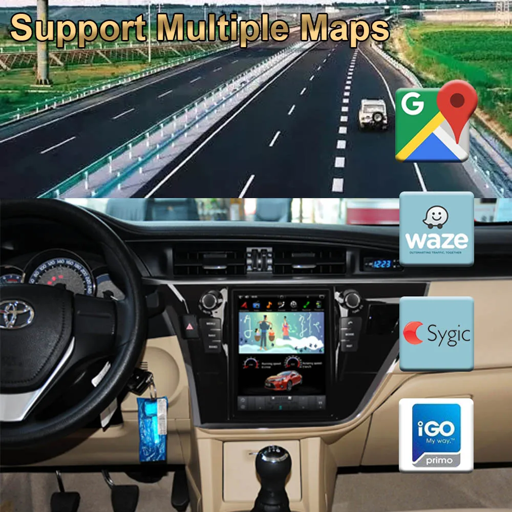 Автомобильный GPS-навигатор с вертикальным экраном в стиле Tesla Android 9 0 для TOYOTA COROLLA