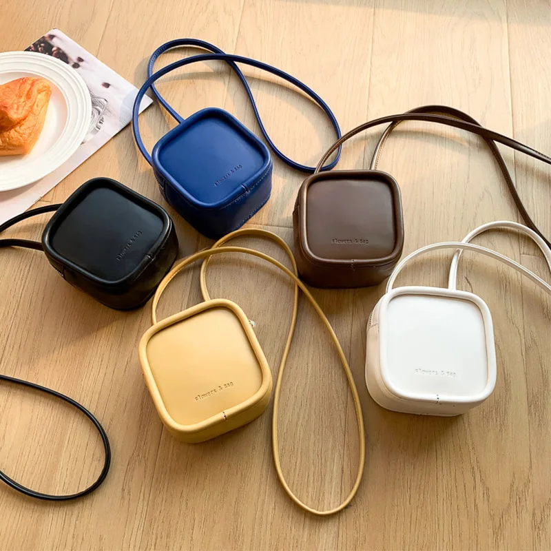 

Простые детские квадратные мини-сумки в стиле ретро, однотонный мессенджер из искусственной кожи, модные аксессуары для детей, сумки на одн...