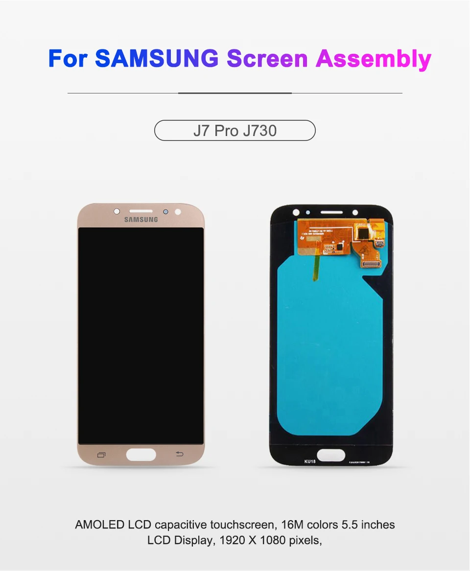 Тест 5," супер AMOLED дисплей для SAMSUNG Galaxy J7 Pro J730 J730F ЖК дигитайзер сборка запасные части