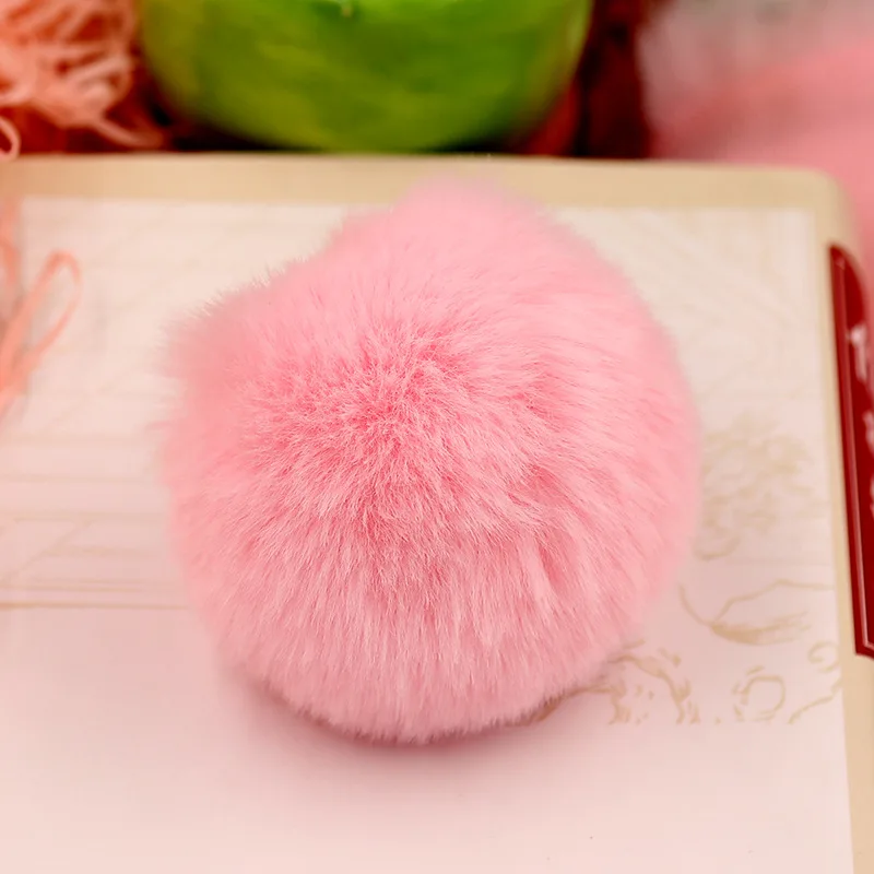 Pink 6 см Рекс кролик меховой шар Прекрасный пушистый стоф помпон женская сумка брелок повязка игрушки DIY Аксессуары Ювелирные изделия большие мягкие пушистые Помпоны - Цвет: Pink
