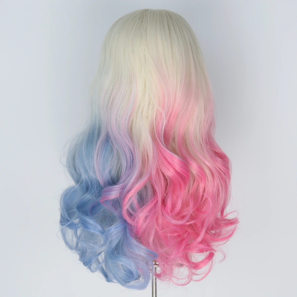Long Curly Pink Blue Harley Hair Quinn Dyed Color Suicide Cosplay Movice Girl's Hallowee Costume Wigs images - 6