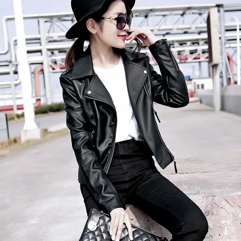 Top selling product in 2020 Lady leather coat Stylish clothes Women leather jacket  PU short jackets Spring / autumn Outwear 82