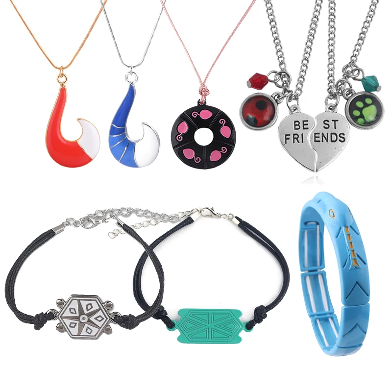 

Cute Kids Classic Cat Noir Necklace Golden Fox Tail Blue Crystal Enamel Anime Pendant Choker For Kid Girl Accessories Gift