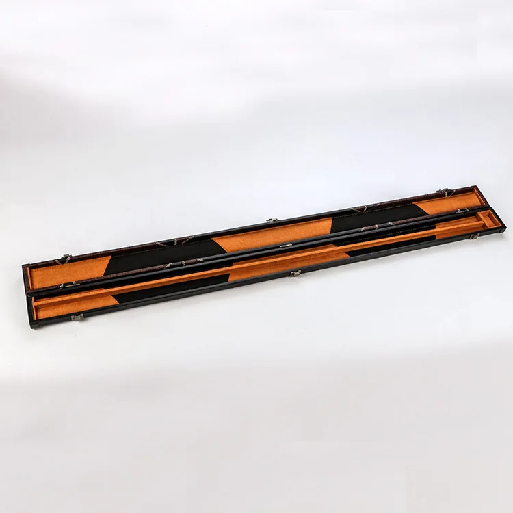 Promotion cheap price leather wooden Snooker Cue case, 3/4-pc Billiard Cue box holds 1 shaft and 1 butt