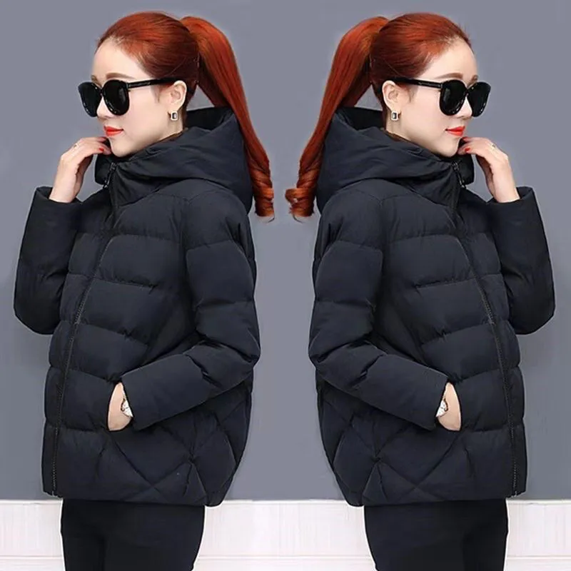 

2021 New Women Parkas Jackets Winter Lady Casual Short Coats Long Sleeve Female Cotton Padded Parka Outwear Coat Plus Size 5XL