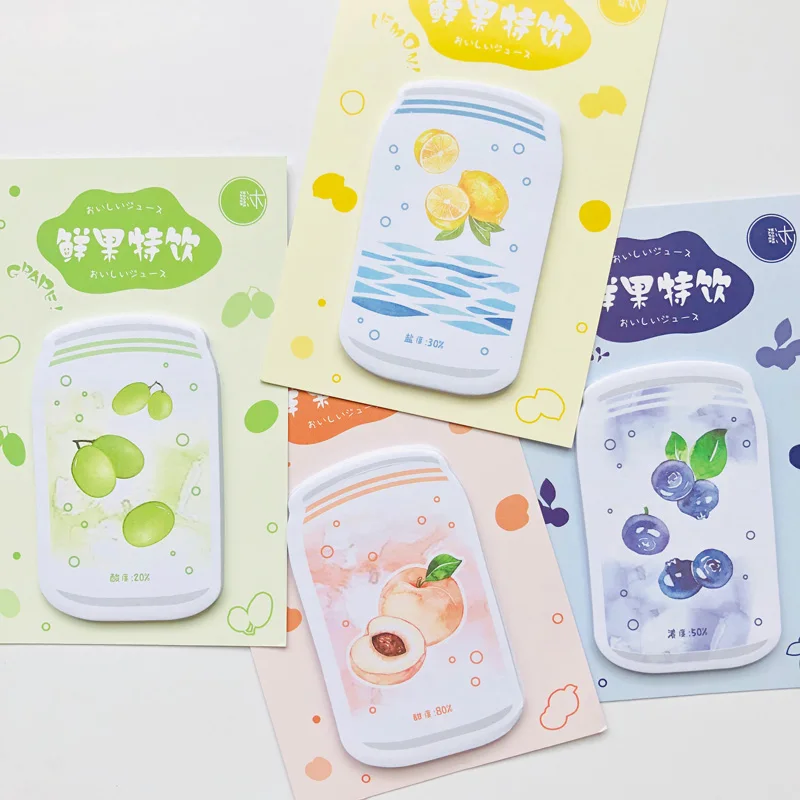30 листов летние прохладные фрукты напитки персик лимон памятки липкие нотки