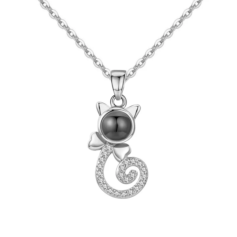 style 1 silver Amxiu DIY, Ожерелье I Do, 100 языков, проекционное Ожерелье I love you, 925 пробы, серебряное ожерелье для женщин, свадебное ювелирное изделие, подарок - Окраска металла: style 1 silver