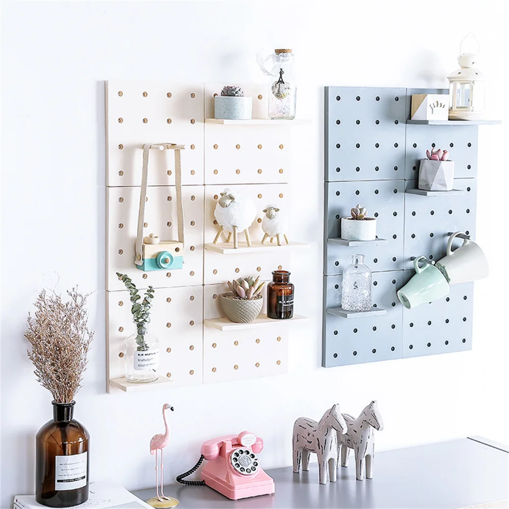 

Wall shelf Hole board storage living room kitchen bedroom partition wall wall hanging storage rack decorative hook Storage Rack