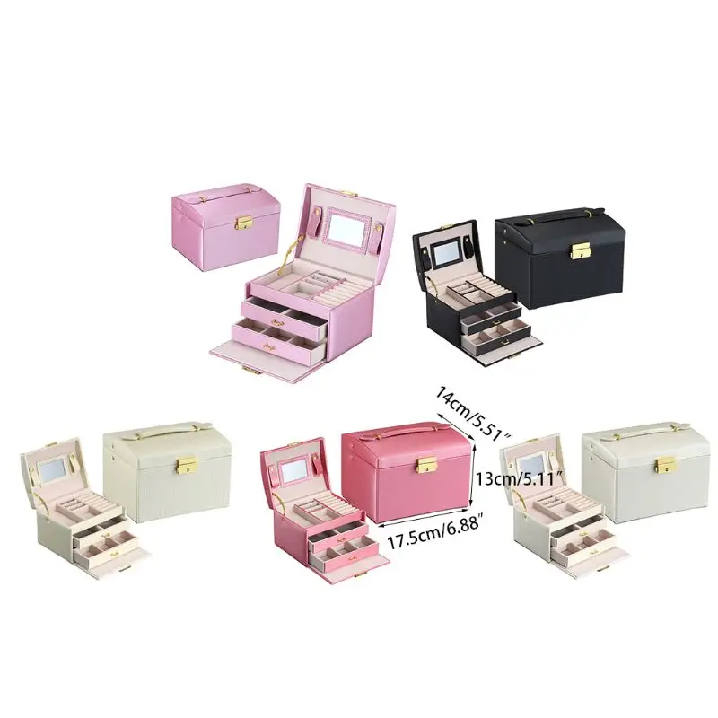

Large Jewelry Packaging & Display Box Armoire Dressing Chest with Clasps Bracelet Ring Organiser Carrying Cases