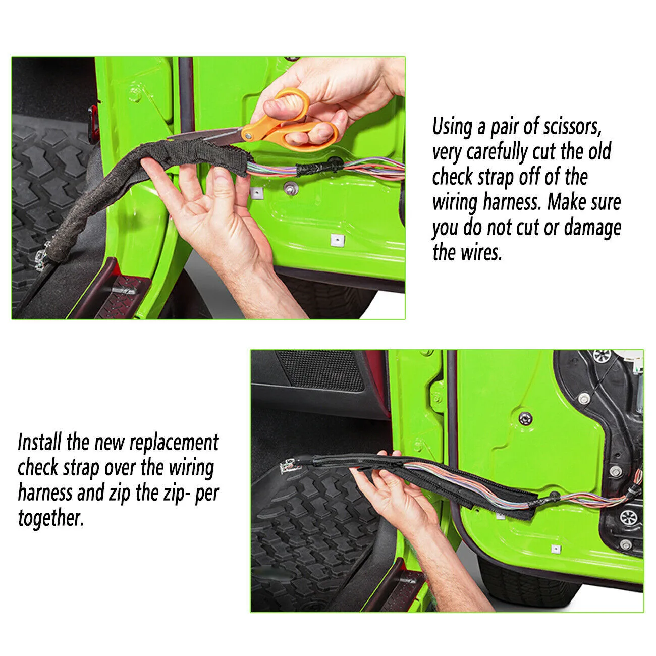 

Protector Door Check Strap Replacement Waterproof Fabrics 2pcs/kit Black