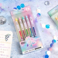 5pcsset popular new dream colourful large capacity gel pen cute student hand account school office stationery kawaii