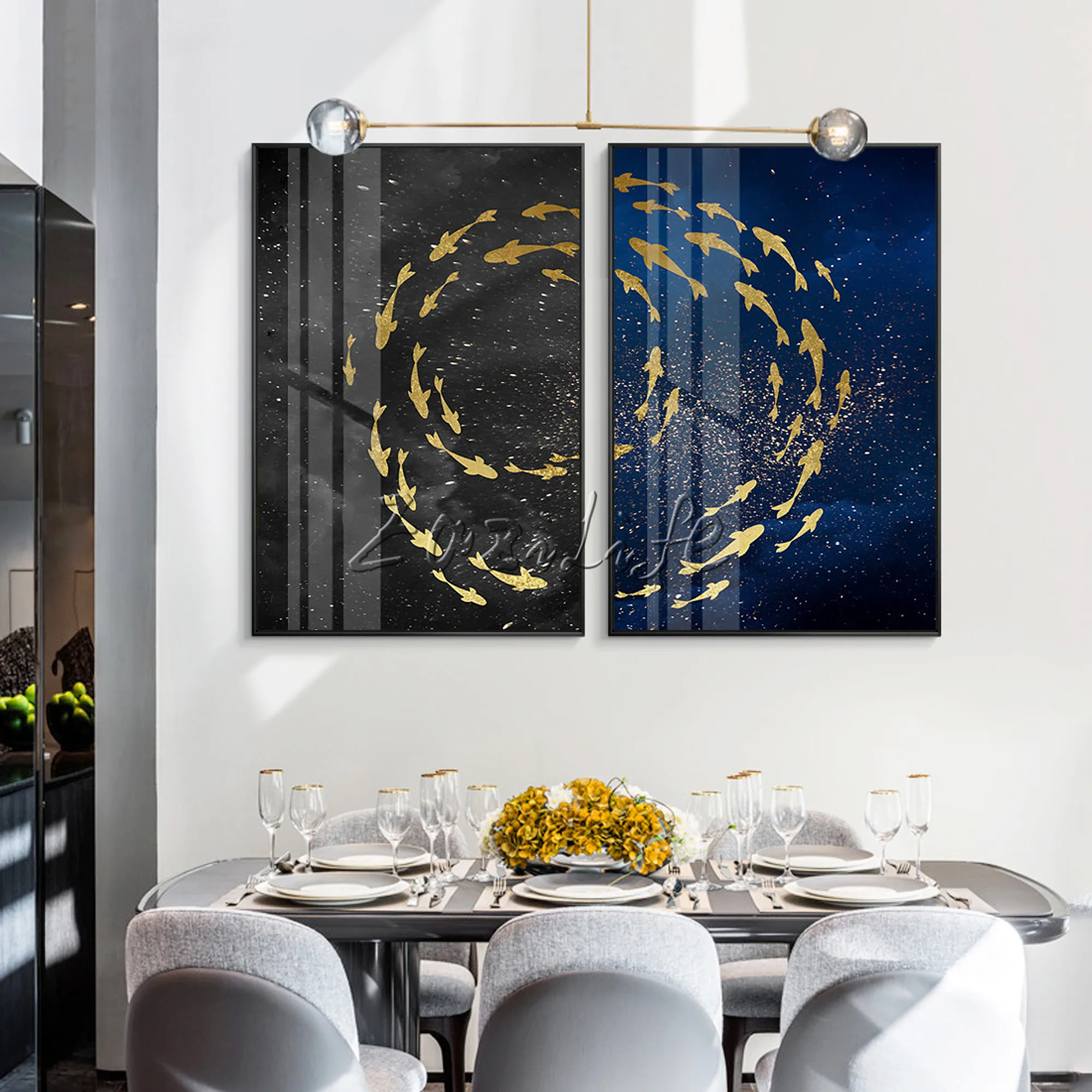 Набор из 2 современных абстрактных роскошных картин маслом Акриловые настенные