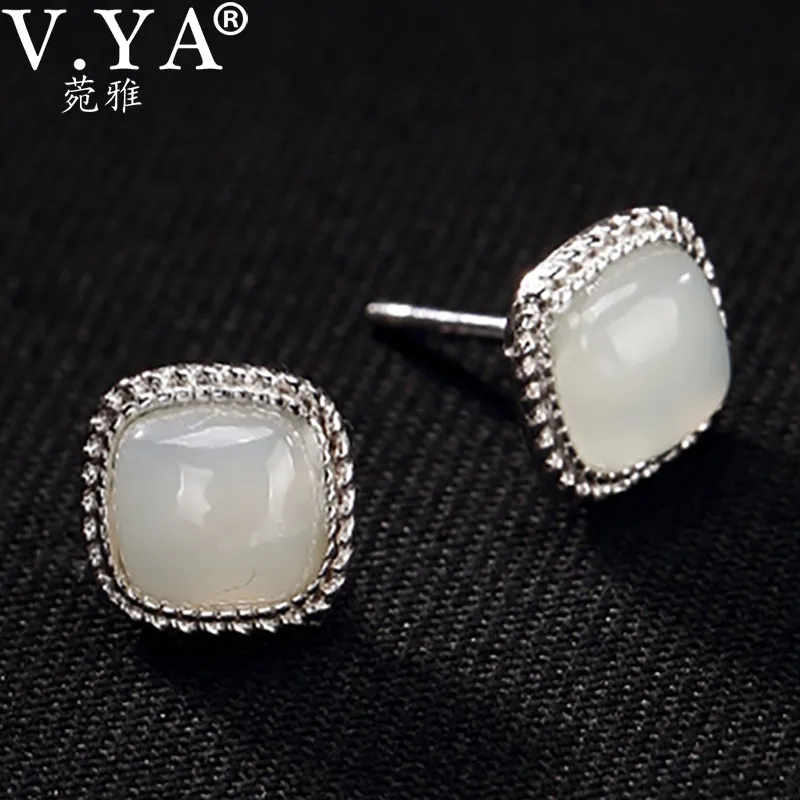 V.YA в винтажном стиле из натурального камня кнопка серьги ручной работы гвоздики