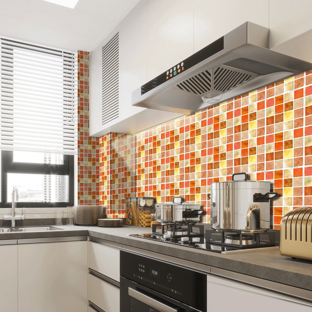 

Mosaic Tile Wall Stickers DIY Decorative Vinyl Film Kitchen Bathroom Decor Peel Stick Waterproof Self Adhesive Home Improvement