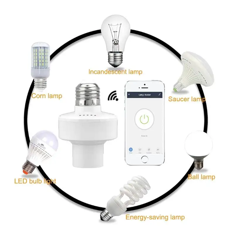 AUBESS WiFi Smart Light Bulb Adapter Lamp Holder Base AC Smart Life/Tuya Wireless Voice Control With Alexa Google Home E27 E26 images - 6