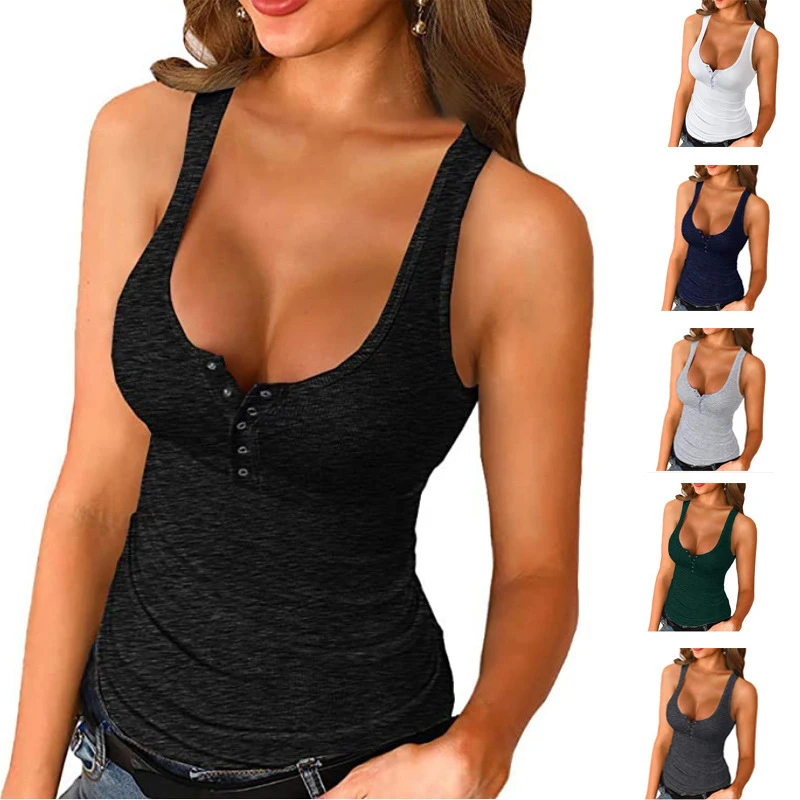

Women Sexy Knit Tank Tops Slim Render Backless Solid Color Camisole Female Off Shoulder Summer Fashion Black White Vest T-shirt