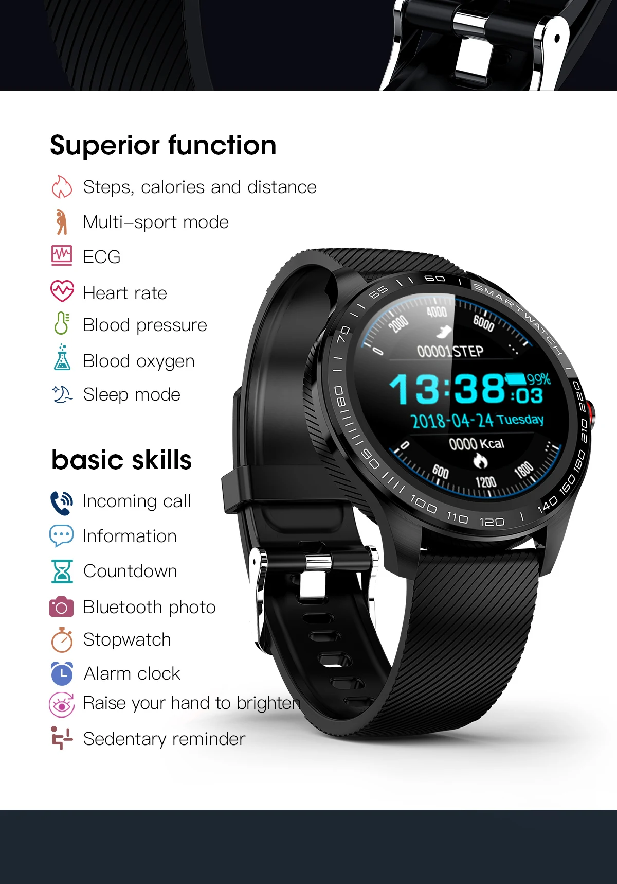 LEMFO, Смарт-часы, Bluetooth, звонки, ЭКГ, пульсометр, уведомления о чтении, полный сенсорный экран, IP68, водонепроницаемые Смарт-часы для мужчин и женщин