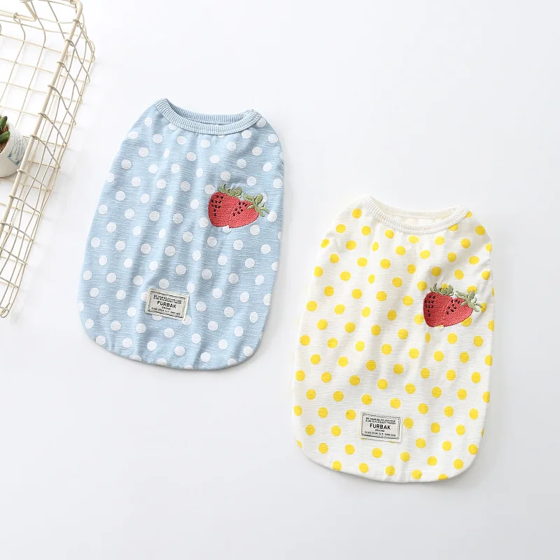 

Lovely French Bulldog Spring Summer Vest Strawberry T-shirt for Small Medium Dogs Pug Corgi Cute Dot Pet Clothes Puppy Costume