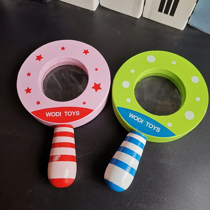 

Мультяшное увеличительное стекло уличное Исследование Обучение детей Обучающие игрушки лупа, деревянное симпатичное увеличительное стекло