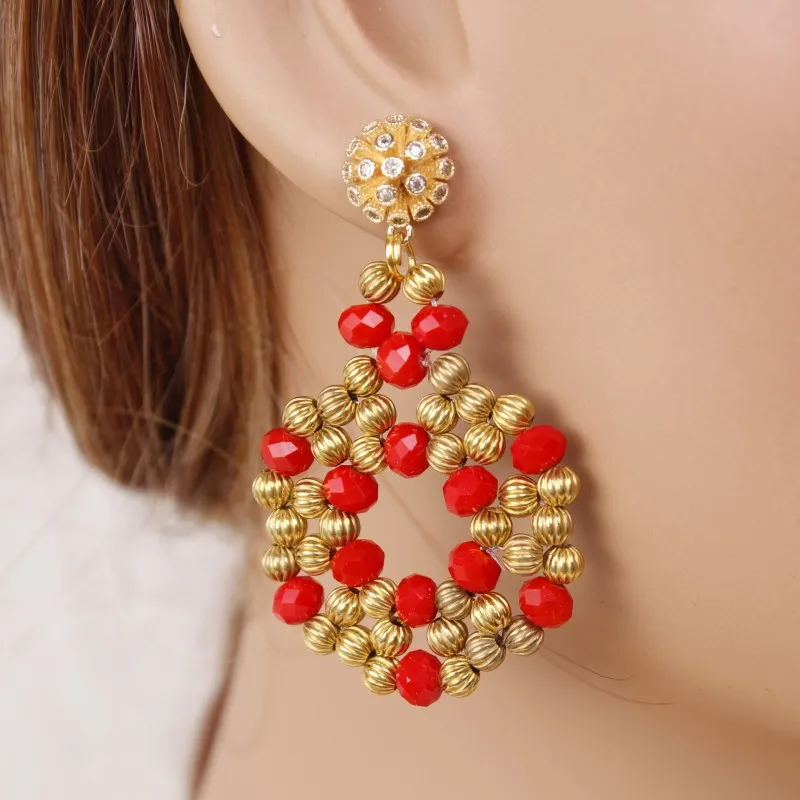 Серьги Dudo из красного и золотого золота для женщин серьги с булавкой в форме