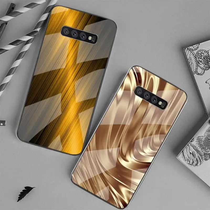 

Golden Pattern Printed Flower Phone Case Tempered Glass For Samsung S6 7 8 9 10 20 Plus Ultra Note8 9 10 10pro