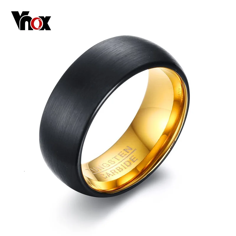 Vnox 8 мм черный Вольфрам Кольца для Для мужчин свадебные украшения выгравированы карбида вольфрама