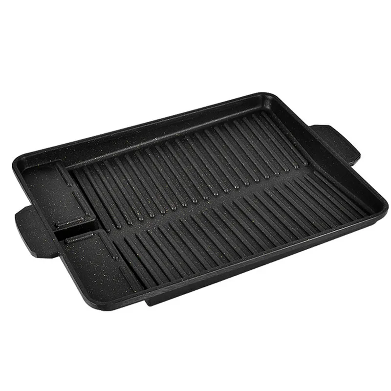 

Medical Stone Barbecue Frying Pan Rectangle Non-Stick Grill Cookware BBQ Tray Korean Outdoor Smokeless Barbecue Plate