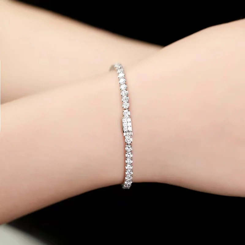 

Trendy Hip Hop Full 3A Zircon 3mm Tennis Chain Bracelet Women 925 Sterling Silver Jewelry Bracelets Girl Birthday Gift