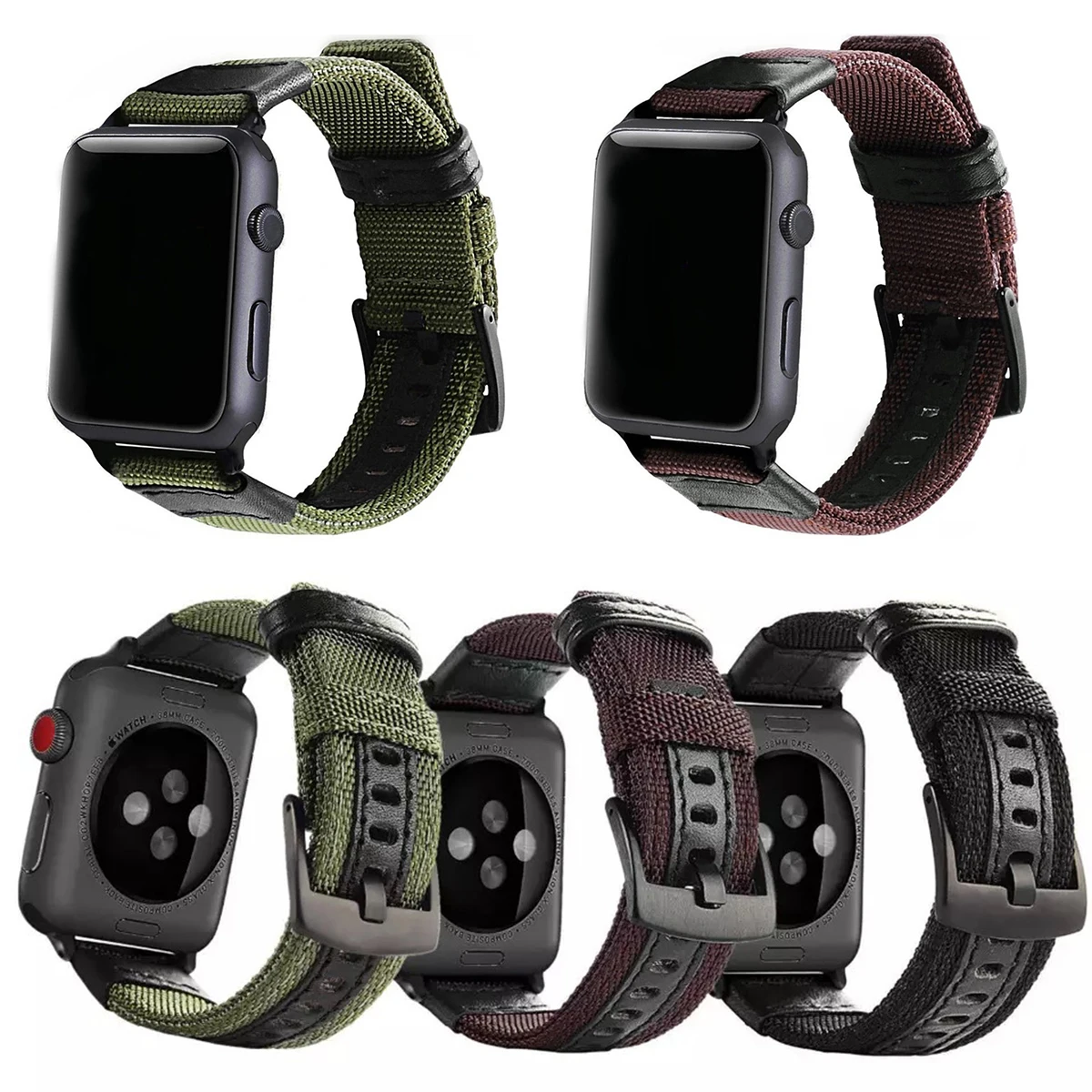 Сменный ремешок для часов SOONHUA Регулируемый военный холщовый Apple Watch iWatch 38 мм 42 |