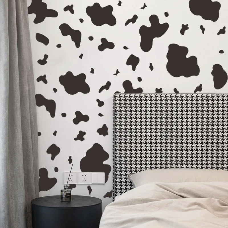 Настенные Стикеры с узором в виде черной и белой коровы фоновые украшения для