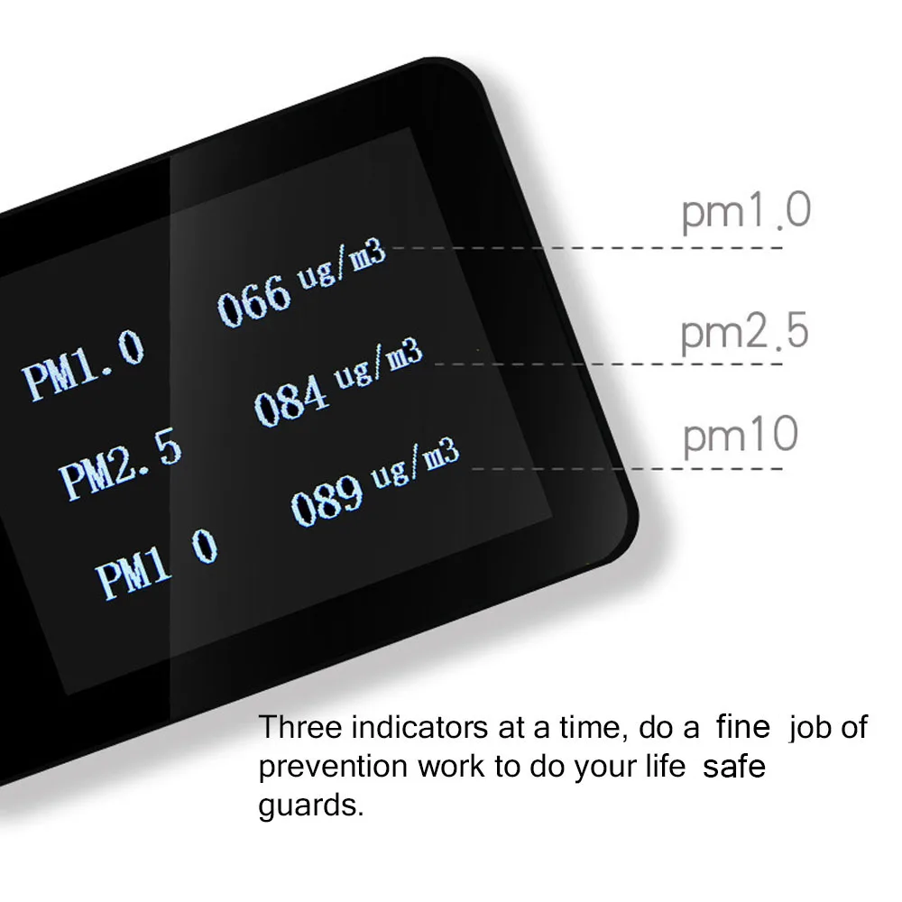 

PM2.5 PM10 PM1.0 Air Quality Detector Indoor Portable Detector Laser Sensing Suitable for Home Car Office