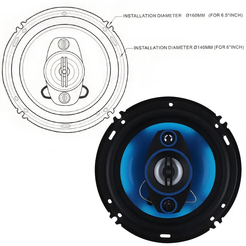 

2pcs 6.5 Inch 180W 3 Way Car Coaxial Horn Auto Audio Music Stereo Range Hifi Speakers Non-destructive Installation