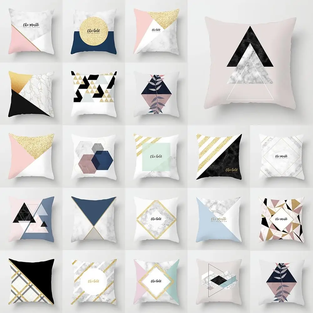 

18" Peach Skin Geometric Pillow Case Sofa Seat Car Bedroom Living Room Fashion Simple Home Decoration Cushion Cover