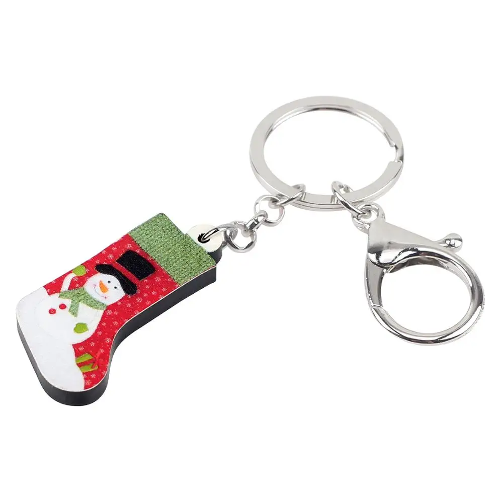 WEVENI акриловые рождественские брелки для ключей с изображением снеговика носков
