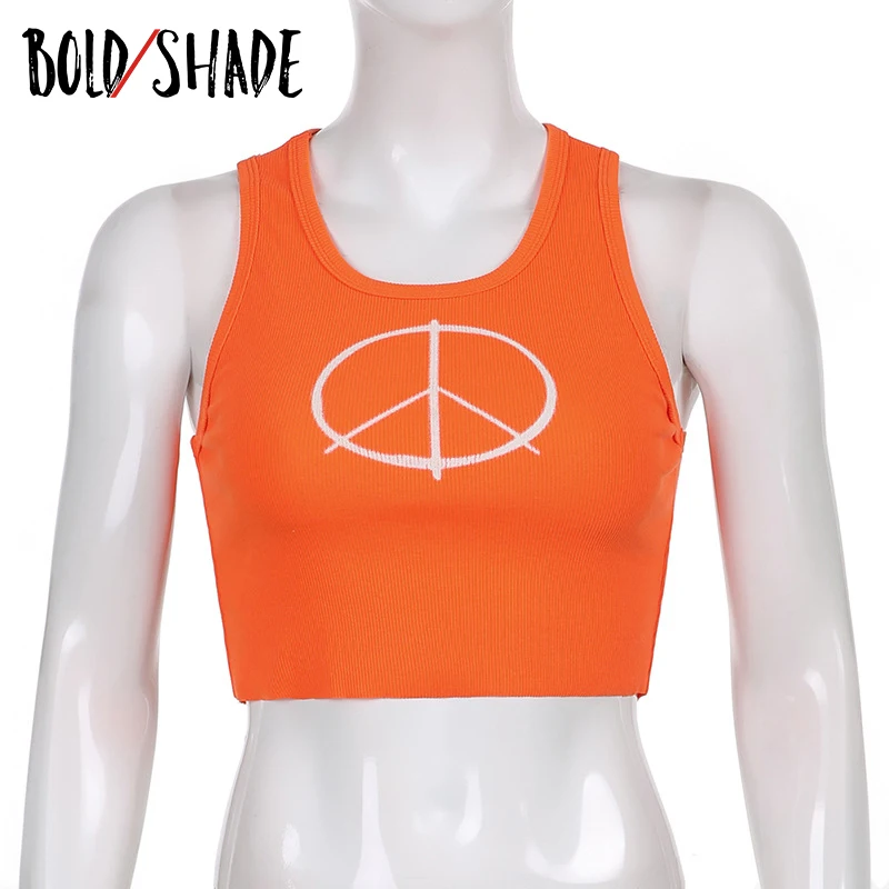 

Bold Shade Indie Aesthetic Tank Tops Y2K Slim Graphic Print Sleeveless Vest Green Women Basic Cropped Tops Summer Harajuku New