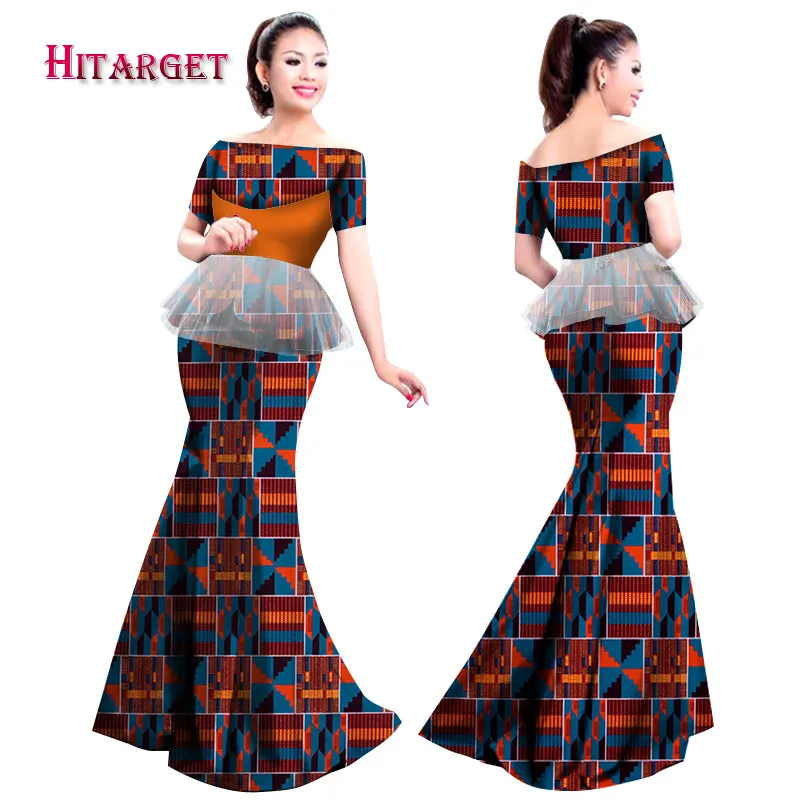 2018 Осенняя африканская женская одежда Комплекты из 2 предметов Дашики Воск Принт