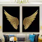 Современные крылья из золотой фольги абстрактная художественная концепция украшение для гостиной картина для Столовой Хрустальная фарфоровая живопись