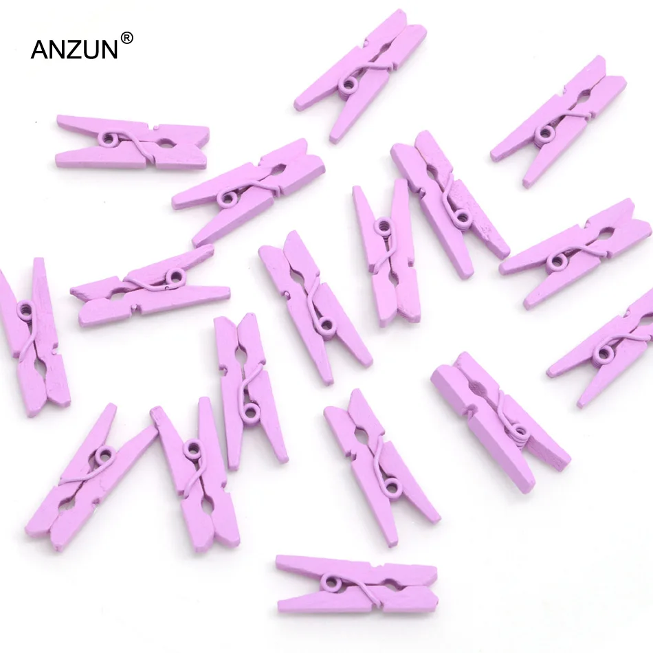 light purple 2,5-3,5 см мини натуральные белые деревянные зажимы для фото прищепки ремесло декоративные колышки для фото стены - Цвет: light purple