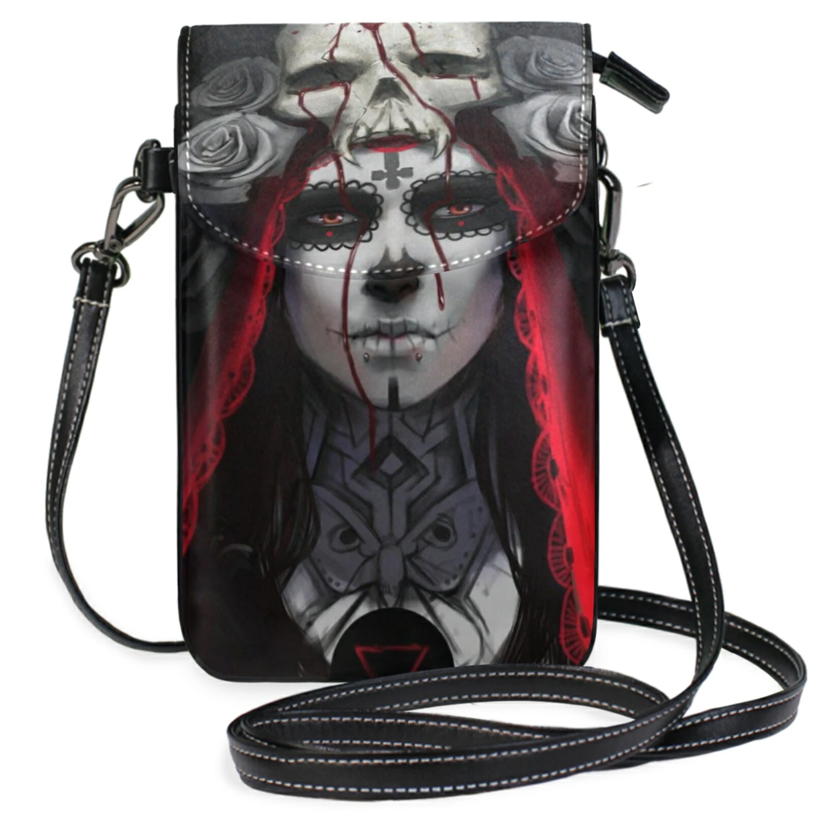 

Женская Кожаная мини-сумка с рисунком черепа, в готическом стиле