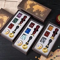 retro wax seal stamp set gift box lacquer spoon scented candle wax beads diy scrapbooking wedding envelope sealing stamps decor