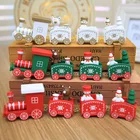 Рождественский поезд, раскрашенный Деревянный Сантамедведь, рождественские игрушки для детей, подарочное украшение Рождественский кулон-украшение